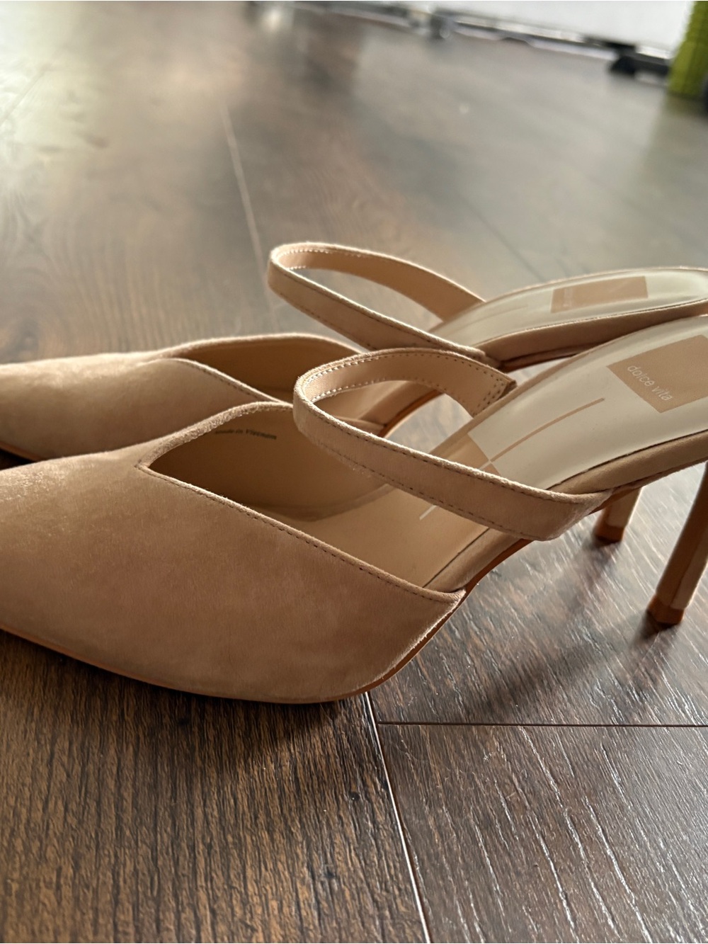 Dolce Vita Nude Pointed-Toe Suede Mules with Slim Strap - Picture 2 of 3